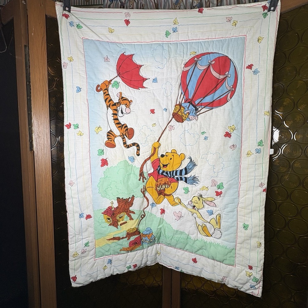 Vintage Y2K Winnie The Pooh Crib Comforter Baby Blanket PoohTigger Eeyore Disney